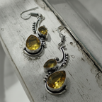 Silber Ohrringe mit gelbleuchtenden Citrin Stein