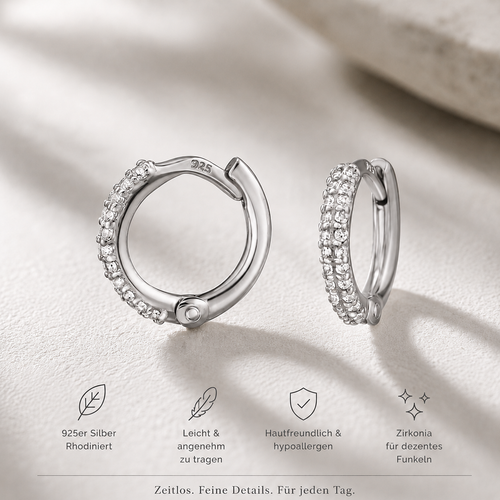 Silber Creolen mit Zirkonia